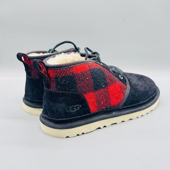 UGG Boots Mens 10 Black Suede Neumel Plaid Chukka Ankle Lace Up Lined Shoes main image 9